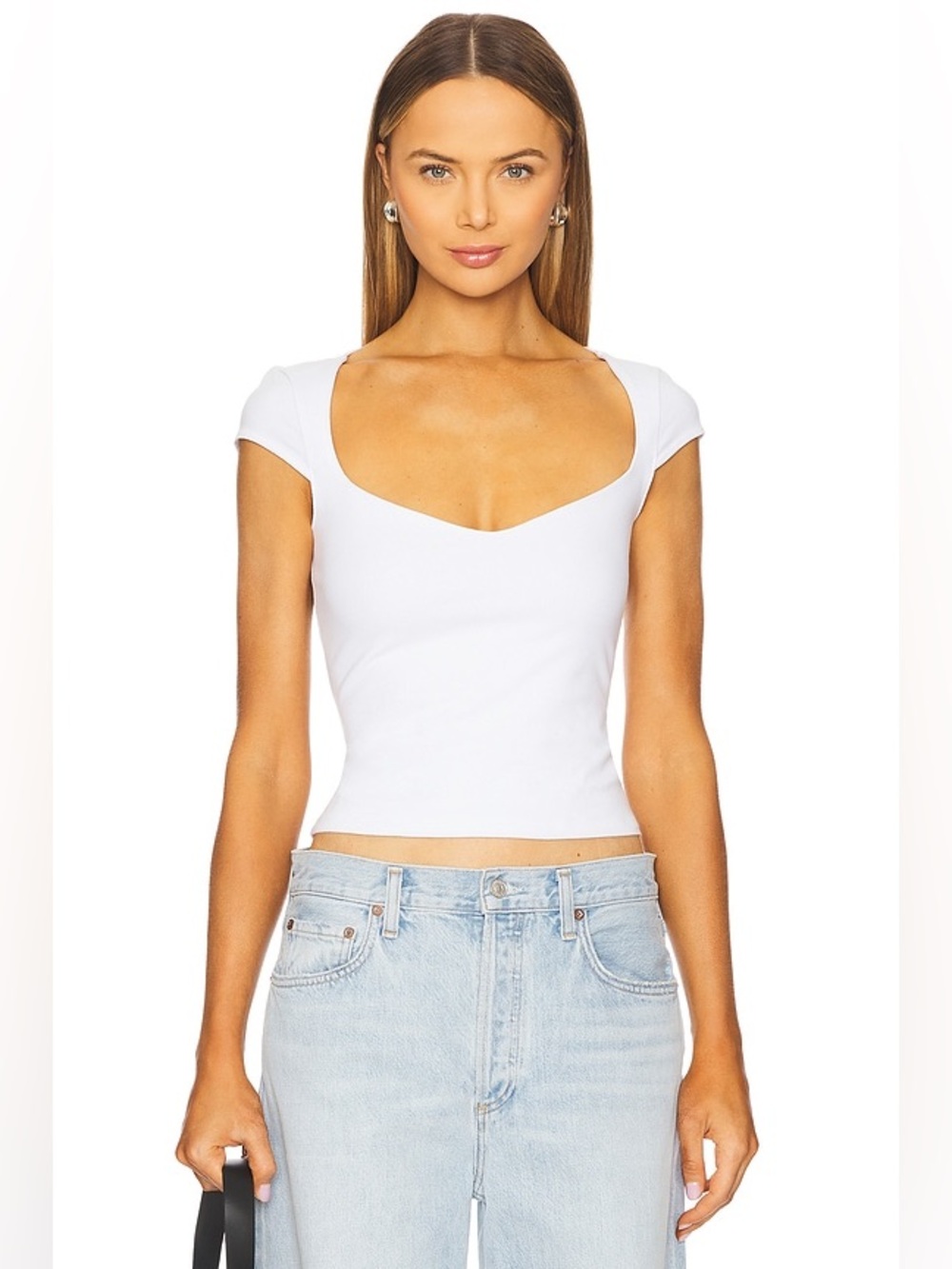 Good American Super Stretch Tee in White - Size Medium